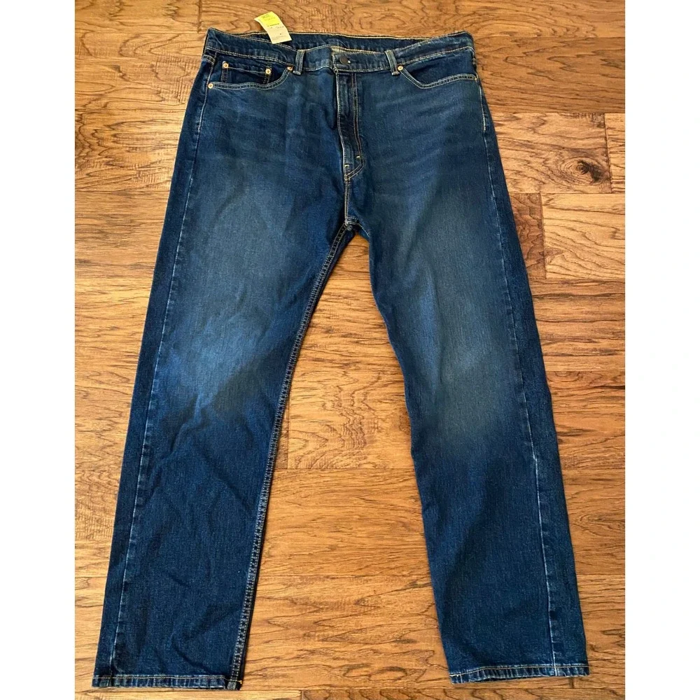 Levis 505 Regular Fit Dark Wash Jeans Mens 40x32 Straight Leg Blue 005051455